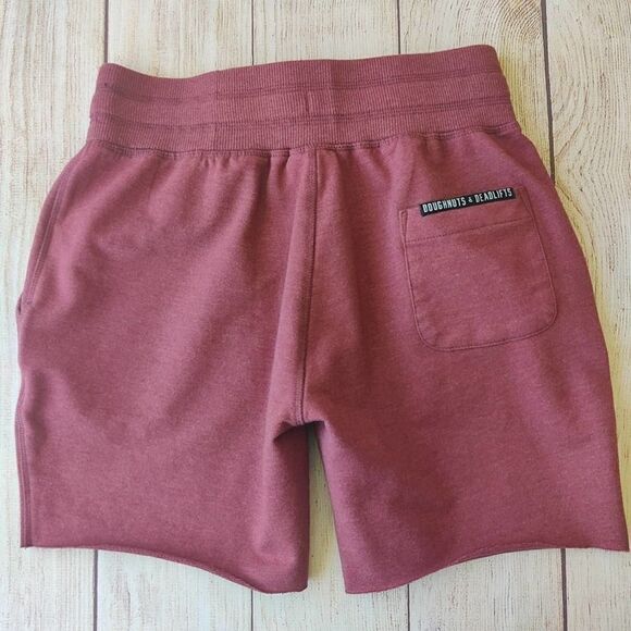 Doughnuts & Deadlifts burgundy raw hem casual shorts sz XS - Picture 2 of 9